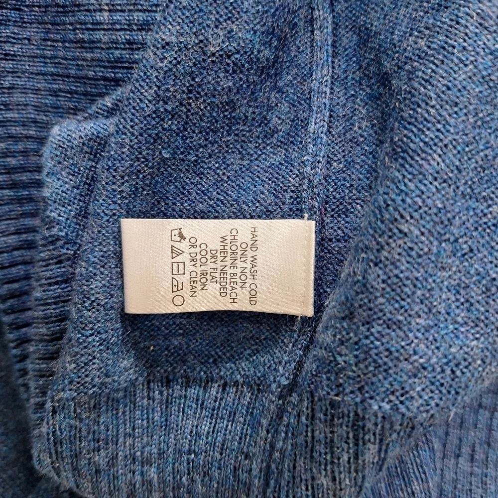 Calvin Klein Blue 100% Merino Wool Preppy Business Casual Knit Sweater Size XL